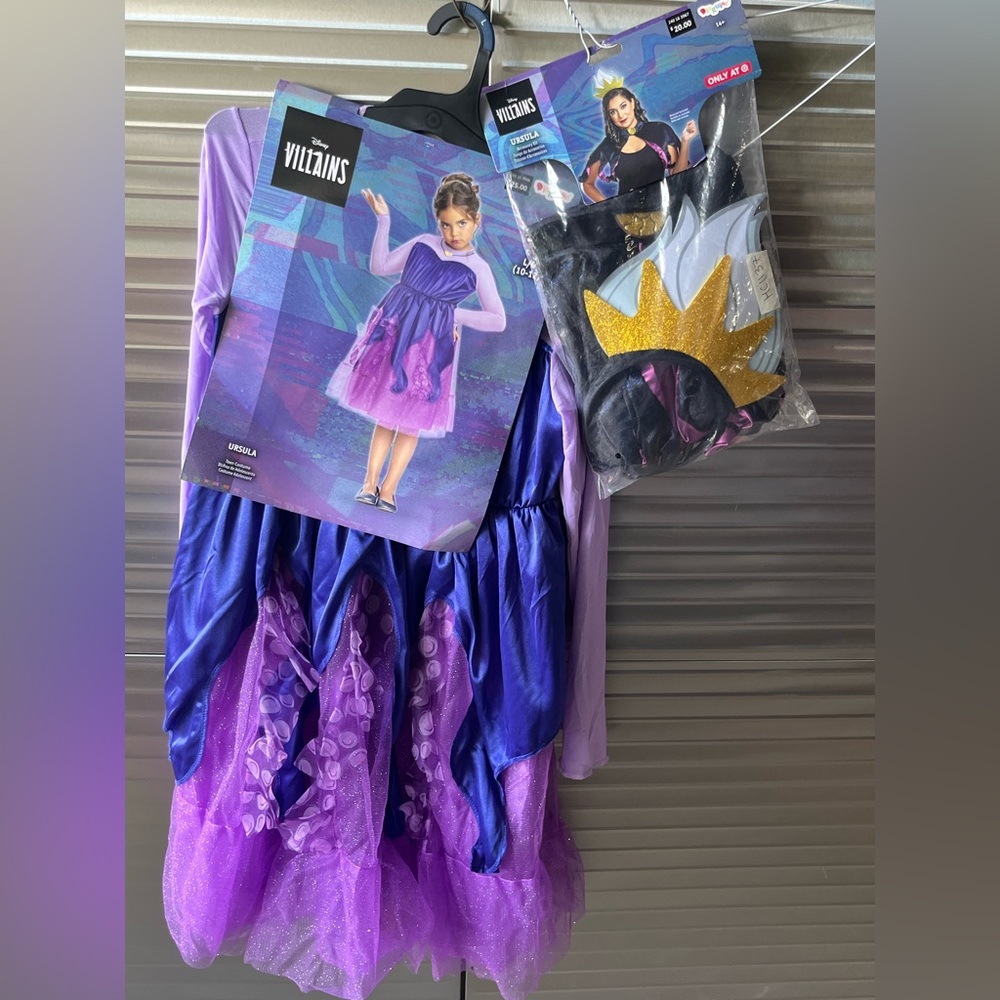 Bundle: Disney Villains Ursula Kids AND Woman Costume - 2 Costume Bundle